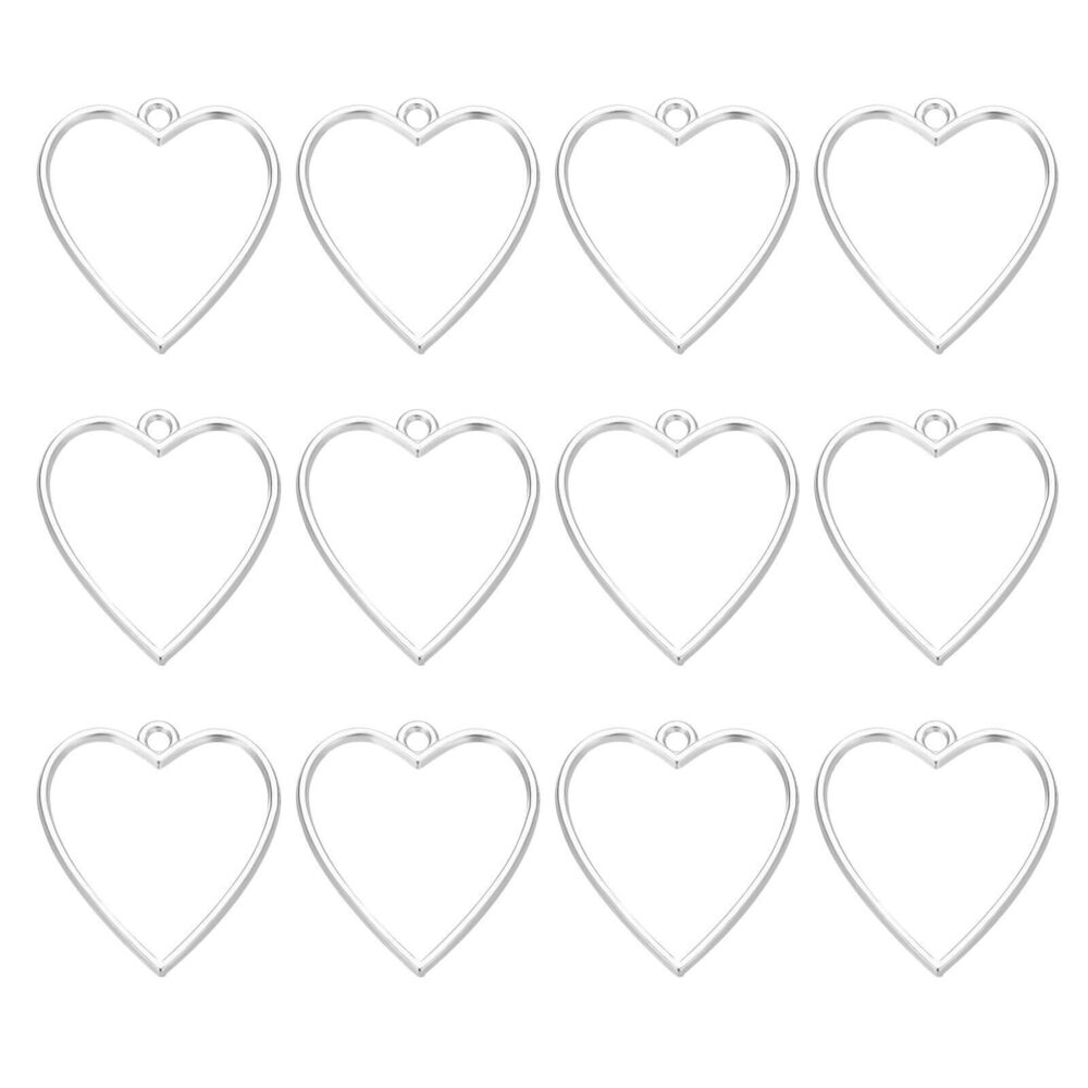 1496 Open Bezels for Resin, 60 Pcs Alloy Heart Shape Open Back Frame